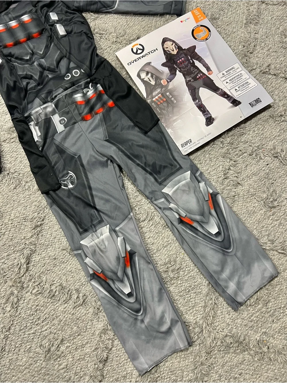 Overwatch Reaper Size SM 4-6YRS Kids Halloween Costume w/ Mask Complete Set EUC